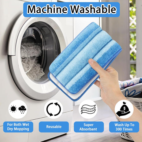 4 PCS Replacement Mop Pads, Microfiber Cleaning Mop Compatible with Bona Mop, Washable & Reusable Mop Refill Pads for Hardwood Floor,18 Inch, Blue...