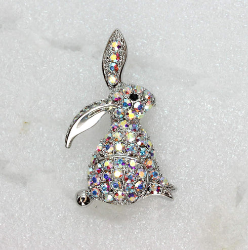 Faship Gorgeous Rhinestone Crystal Bunny Rabbit Pin Brooch for Easter...