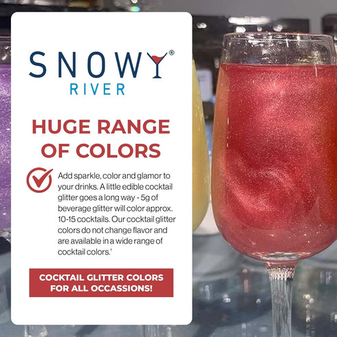 Snowy River Edible Cocktail Glitter - All Natural Edible Beverage Glitter for Cocktails, Wine, Champagne & Soda, Perfect for Parties or Dusting Ca...