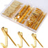 184 Pieces Picture Hanging Kit, 20lb, 30lb, and 50lb Picture Hangers, Metal Picture Hanging Hooks with Nails, on Drywall, Wooden Wall(Gold)...