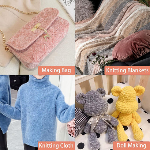 NICEEC 3 Skeins Soft Chenille Yarn Blanket Yarn for Knitting Fancy Yarn for Crochet Weaving DIY Craft Total Length 3×85m (3×93yds, 3×50g)_Spring G...