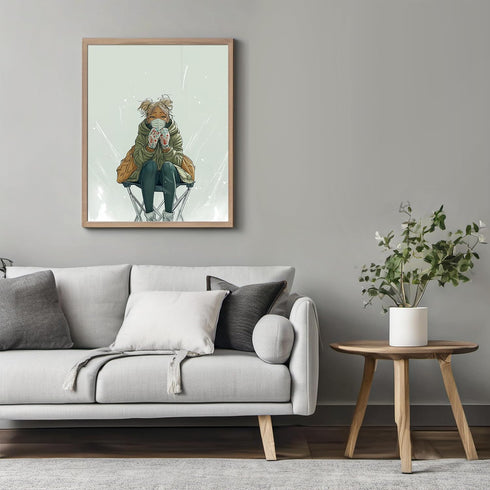 Posterizer 1 pcs-cute anime girl in winter with a mask and mittens -2-Kids Room Art Gift for Girls, Boys, Teens decor for Girls, Teens Bedroom- un...