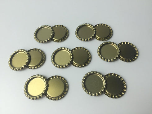 RUTICH 100 PCS Flat Decorative Bottle Cap Craft Bottle Stickers Double Sideds Printed for Hair Bows, DIY Pendants or Craft ScraPbooks(Gold)...