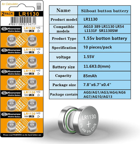 Watch Batteries 80PCS - AG0, AG1, AG3, AG4, AG6, AG7, AG10, AG13, 1.5V Alkaline LR41 LR44 Assorted Button Coin Cell Batteries...