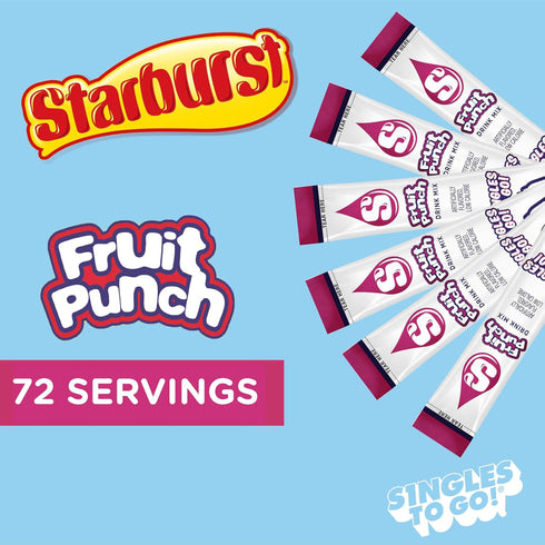 Starburst Singles To Go Powdered Drink Mix, Fruit Punch, Sugar-Free Drink Powder, Just Add Water,6 count (Pack of 12)...