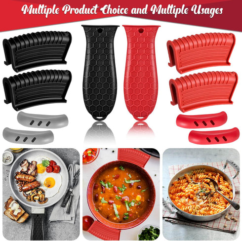 2 Pcs Cast Iron Handle Cover, Silicone Hot Handle Holder, Heat Resistant Cast Iron Skillet Handle Covers Potholder for Frying Pans and Griddles Ki...