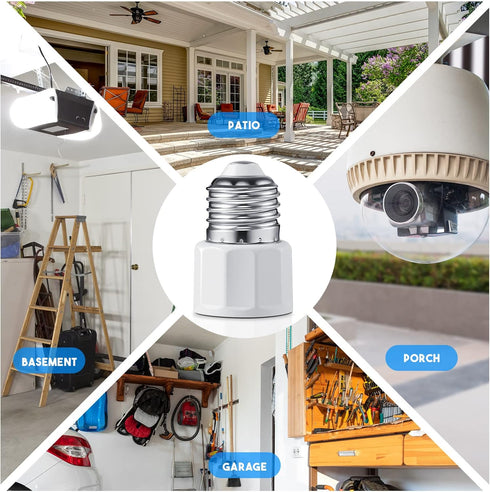 E26/ E27 3 Prong Light Bulb Socket Adapter, Polarized Light Socket Outlet, Light Socket to Plug Adapter Socket Converter, Light Bulb Plug Adapter ...