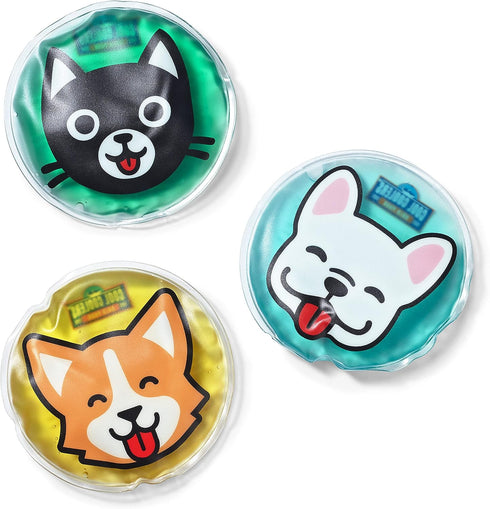 Fit & Fresh Cool Coolers Children's Boo Boo Flexible Gel Ice Pack, 4x4”, Reusable Cold Compress for Minor Injuries, 3 Pack, Cats & Dogs, Small, As...