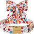 Unique Style Paws Cotton Dog Collar with Bow Halloween Pumpkin Plaid Dog Collar with Bow Tie for Small Medium Large Dogs Pets Gifts...