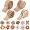 VGOODALL 16 PCS Natural Burlap Flowers Set, Including 12 PCS Handmade Lace Burlap Flowers and Bowknots, 4 Rolls Burlap Ribbon for Christmas Birthd...