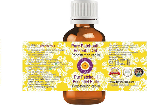 Deve Herbes Pure Patchouli Essential Oil (Pogostemon cablin) 100% Therapeutic Grade Steam Distilled 15ml (0.50 oz)...