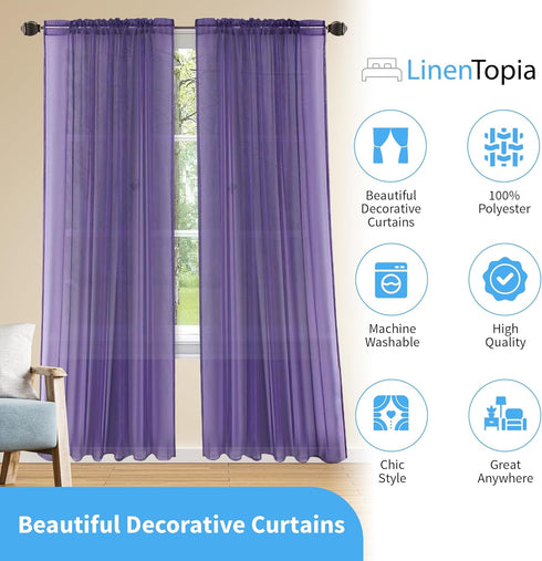 LinenTopia Window Sheer Curtains - 2 Panels See Through Curtains, 54" x 84", Elegant Light Filtering Sheer Drapes, Privacy Voile Window Sheers for...