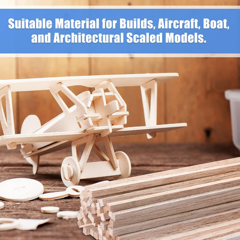 Balsa Wood Sticks 1/8 x 1/8 x 12 Inch Hardwood Square Dowels Unfinished Wooden Strips for DIY Molding Crafts Projects Making (150 Pieces)...