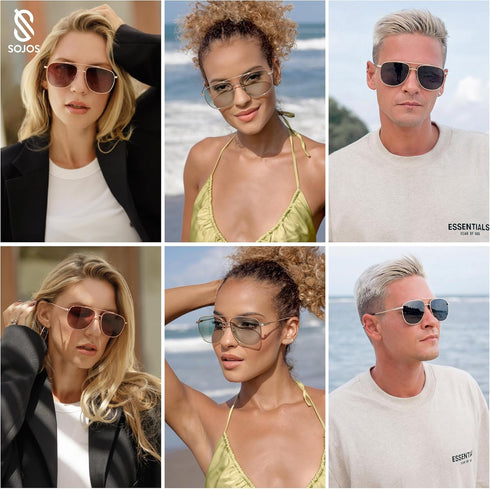 SOJOS Polarized Aviator Sunglasses Womens Men Trendy Designer Shades SJ1218...