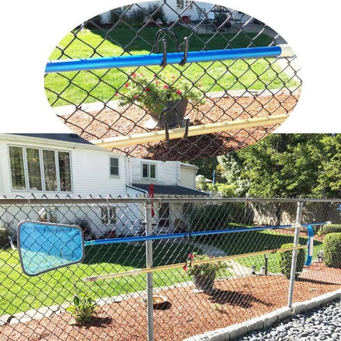 2 Pack Pool Pole Hanger/Hook, Pool Cleaning Tool Holder and Organizer for Pool Poles, Skimmers, Leaf Rakes, Nets, Brushes, Hose, use to Hang Pool ...