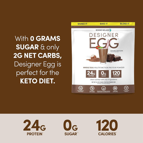 Designer Wellness, Designer Egg, Natural Egg Yolk & White Protein Powder, Keto and Paleo Friendly, Low Calorie, Less Fat and Cholesterol, Dutch Ch...