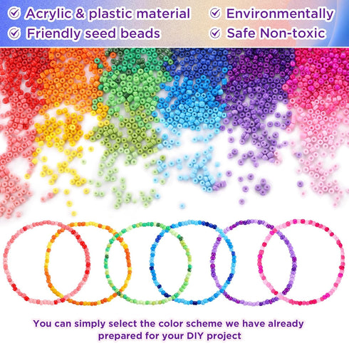 Funtopia 39 Colors 3mm Seed Beads, 9600pcs Small Beads for Jewelry Making, Tiny Craft Beads for Bracelet Making...