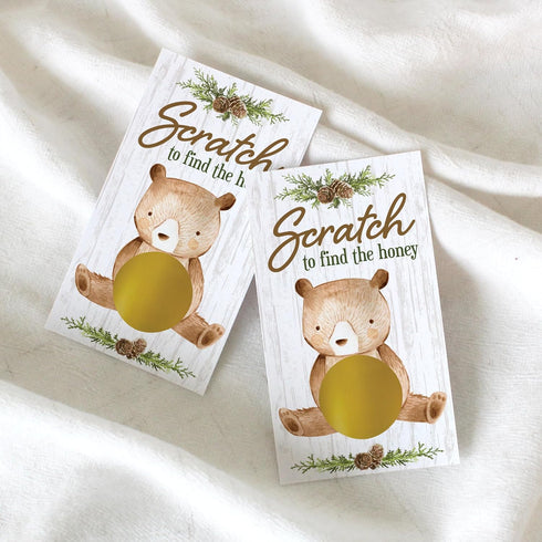 DISTINCTIVS Woodland Teddy Bear Baby Shower Scratch Off Party Game, We Can Bearly Wait Gender Reveal Party Activity - 28 Cards...