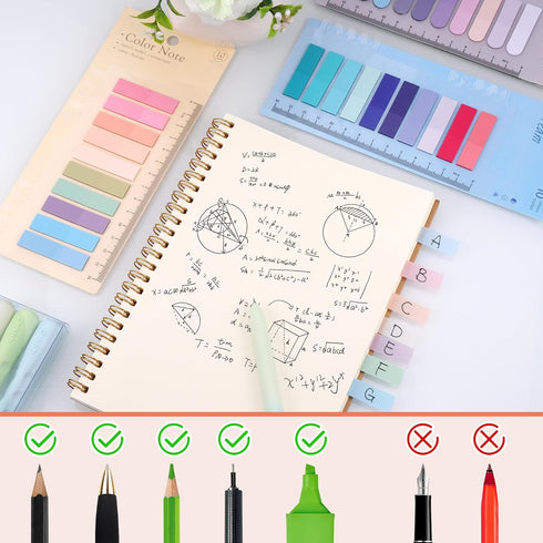 2000Pcs Sticky Tabs with Ruler, 10 Pack Index Tabs, Post It Sticky Notes, Repositionable Book Flags Strip Index Tabs Clear Page Markers for Office...