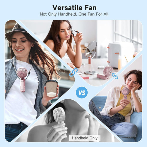 AMACOOL Portable Handheld Fan with Dual Motor, 12 Blades, Powerful 4 Speeds Hand Fan, Foldable, Battery Operated 3 IN 1 Personal Cooling Fan for H...
