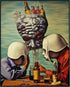 Posterizer 1 pcs-futuristic men getting served beer by a robot-Abstract & Modern Art - Art for Cafe, Restaurant, Coffee Bar - UNFRAMED Wall Art...