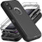for iPhone XR Case, Military Grade 3 in 1 Heavy Duty Shockproof/Drop Proof/Dust Proof Case with 2Pcs Tempered Glass Screen Protector (Black/Grey)....