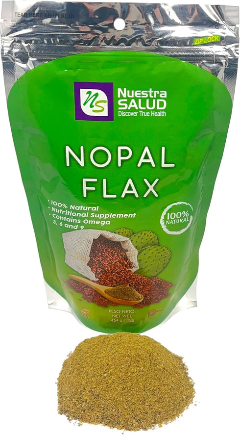 Nopal Flax Linaza Plus Original Colon Cleansing & Constipation (1LB) 100% Natural Blend of Ground Linaza -Senna- Lucuma- Prickly Pear (Nopal) Extr...