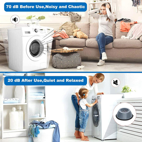 Dadop 4Pcs Anti Vibration Pads for Washing Machine and Dryer Shock and Noise Cancelling Washing Machine Support Prevent Moving Shaking Walking Universal Size
