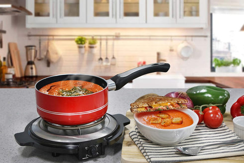 Elite Gourmet ESB-300X Single Countertop Coiled Burner, 1000 Watts Electric Hot Plate, Temperature Controls, Power Indicator Lights, Easy to Clean...