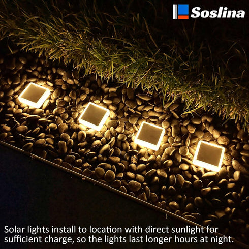 Solar Deck Lights Solar Powered,Solar Stair Lights Outdoor Waterproof,Solar Step Lights Auto ON/Off,Solar Lights Stick on Garden,Patio,Concrete Pa...