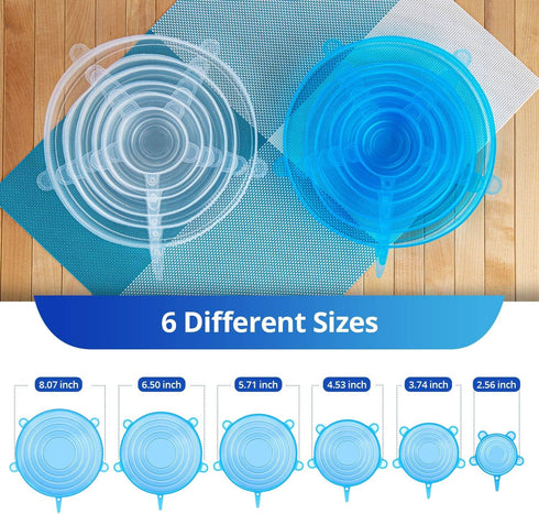 Silicone Stretch Lids, Zero Waste Reusable Silicon Container Lid Covers for Leftover Food Fruit Bowls Pots Cups Jars Dishes (6PCS, White)...