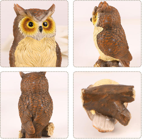 Owl Garden Decor for Outdoor Yard Resin Vividly Figurine Owl Sculpture for Home 7.3 x 3.9X 3.2 inches...