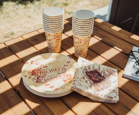 Silver Buffalo Harry Potter Mischief Managed Party Tableware, Paper Plates Cups Napkins Party Pack Set, 60 Piece,Yellow...