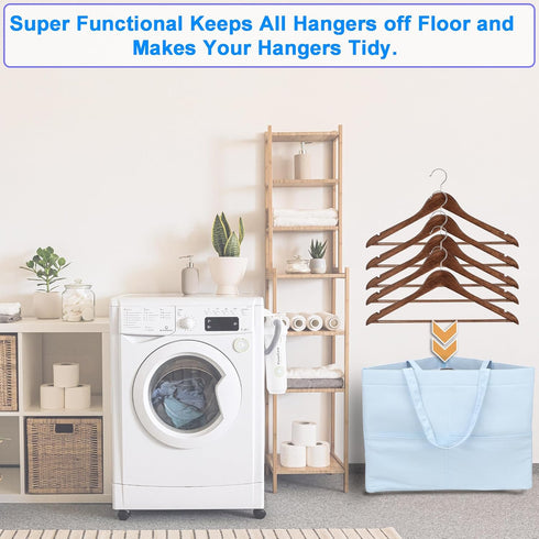 Clothes Hanger Organizer Bag with Handle: Hanger Storage Triangle Bag for Adult Hanger Space Saving - Wooden Hanger Holder - Hanger Stacker for Cl...