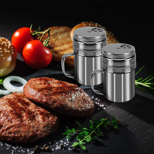 Accmor 5oz Salt and Pepper Shakers with Adjustable Pour Holes, Stainless Steel Dredge Shaker, Seasoning Spice Shakers for Salt Pepper Cinnamon Sug...