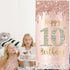Happy 10th Birthday Door Banner Backdrop Decorations, Pink Rose Gold 10 Year Old Birthday Party Door Cover Sign Supplies, Large Ten Birthday Poste...
