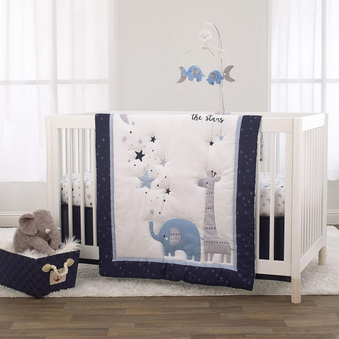 Little Love by NoJo Shine On My Love - Boy Stars Navy, Light Blue and White Fitted Crib Sheet...