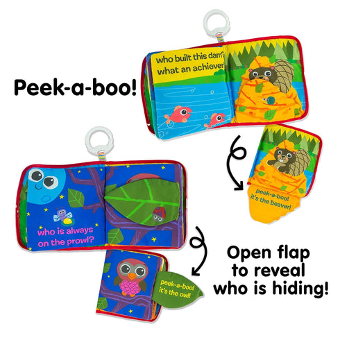 Lamaze Peek-A-Boo Forest Soft Baby Book - Clip-On Cloth Book - Washable Crinkling Fabric Pages for Sensory Play - Teething and Learning Toys for B...