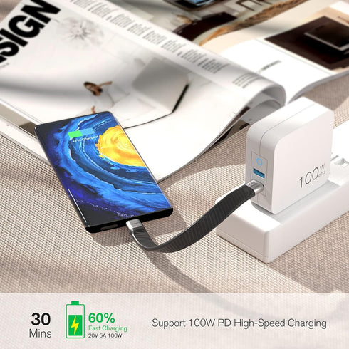 Short USB C to USB C Cable, USB 3.2 Gen 2 Type C Cable 10Gbps Data Transfer 100W PD Fast Charge Cable FPC Design, 4K@60Hz Video Output, Thunderbol...