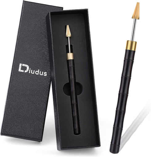 DIUDUS Leather Edge Dye Pen, Wood Handle Stainless Steel Top Edge Dye Roller Oil Pen Belt Finisher Leather DIY Craft...