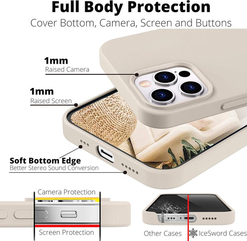 IceSword iPhone 12 Case and iPhone 12 Pro Case 6.1” (2020),Liquid Silicone Case Cover, Soft Microfiber Cloth,Matte Light Beige Tan Cream Warm Sand...