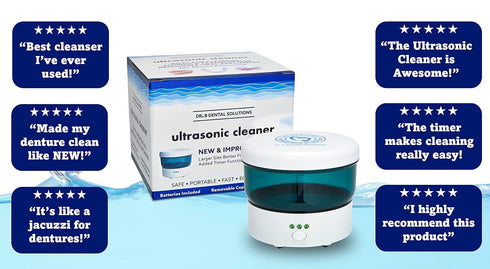 Dr. B Dental Solutions Ultrasonic Cleaner – Efficient Dental Cleaner with High-Frequency Waves for Removing Debris and Stains from Dentures, Night...