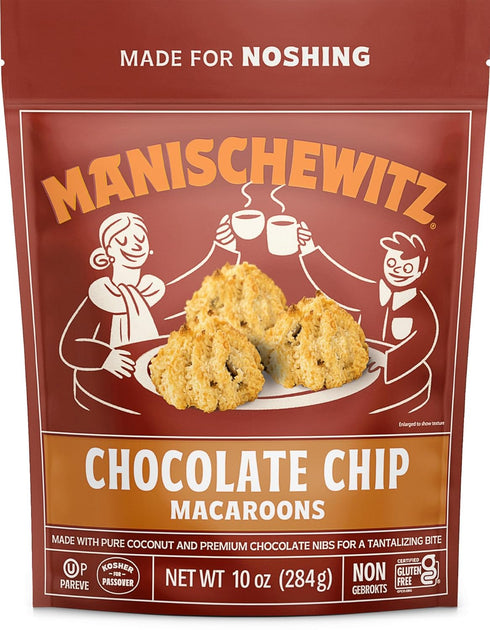 Manischewitz Chocolate Chip Macaroons, 10oz Resealable Bag, Gluten Free, Kosher For Passover...