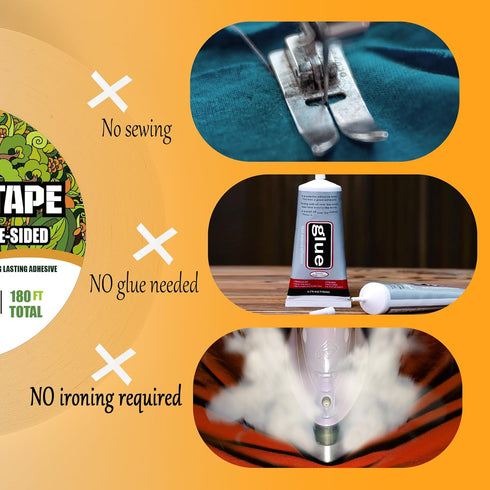 Heavy Duty Fabric Tape - Sticky Double-Sided Tape Strong Adhesive Cloth Leather Tape Press-on Tape, No Sewing or Ironing, Gluing, Alterations and ...
