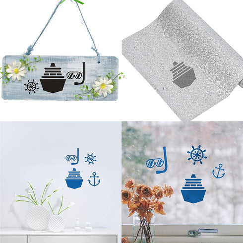 GORGECRAFT 6.3 Inch Metal Nautical Stencil Stainless Steel Ocean Anchor Lighthouse Painting Reusable Template Journal Tool for Painting, Wood Burn...