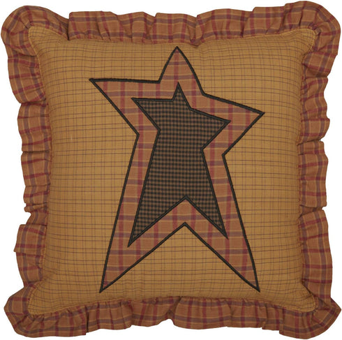 VHC Brands Stratton Applique Star Pillow 12x12 Country Primitive Bedding Accessory, Tan...
