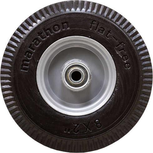 Marathon 33102 8x2" Flat Free, Hand Truck / All Purpose Utility Tire on Wheel, 2.375" Centered Hub, 1/2" Bearings...