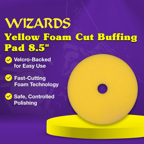 Wizards 11204 Yellow Foam Cut Buffing Pad – Polishing Pad for Orbital Buffer – Auto Paint Correction – Vehicle Detailing DA Attachment – Compound ...