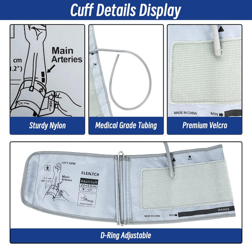 Extra Large Cuff Compatible with Omron 9”-21” Inches (22-53CM) XL Blood Pressure Adult ARM BP Replacement Cuff for Big ARM, Grey...