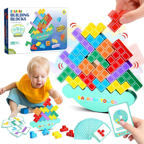Kids Tetra Balance Tower Games Wooden Building Blocks Stacking Toy 3 4 5 6 7 8 Year Old Boys Girls Montessori Toy Birthday Gifts for Boy Girl Ages...
